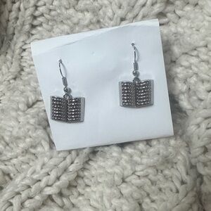 Silver Book Earrings